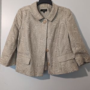 TALBOTS Ivory and Gold Shimmer Jacket Blazer Sz 10